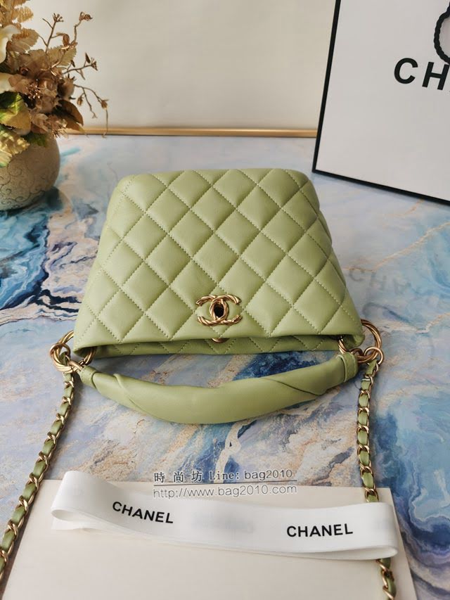 Chanel女包 香奈兒專櫃最新款羊皮金屬鏈條裝飾把柄桶包 Chanel手拎斜挎鏈條包  djc4143